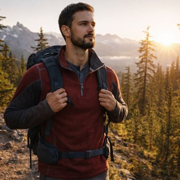 KÜHL Revel™ 1/4 Zip Kashmira Fleece Pullover Men’s M Burgundy/Gray - Picture 1 of 8